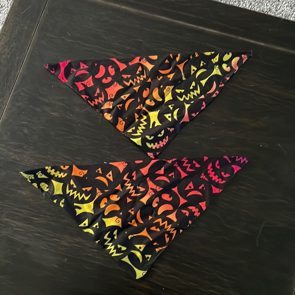 Set of two homemade dog bandanas for small dogs